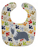 Bearded Collie Pawprints Baby Bib Easy-Clean Baby Bib Baby Feeding Accessory Baby Mealtime Essential, 10 x 13, Multicolor