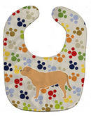 Dogue de Bordeaux Pawprints Baby Bib Easy-Clean Baby Bib Baby Feeding Accessory Baby Mealtime Essential, 10 x 13, Multicolor