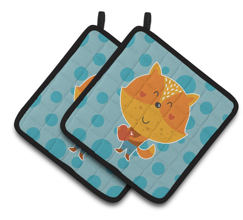 Polkadot Squirrel Pair of Pot Holders BB6729PTHD