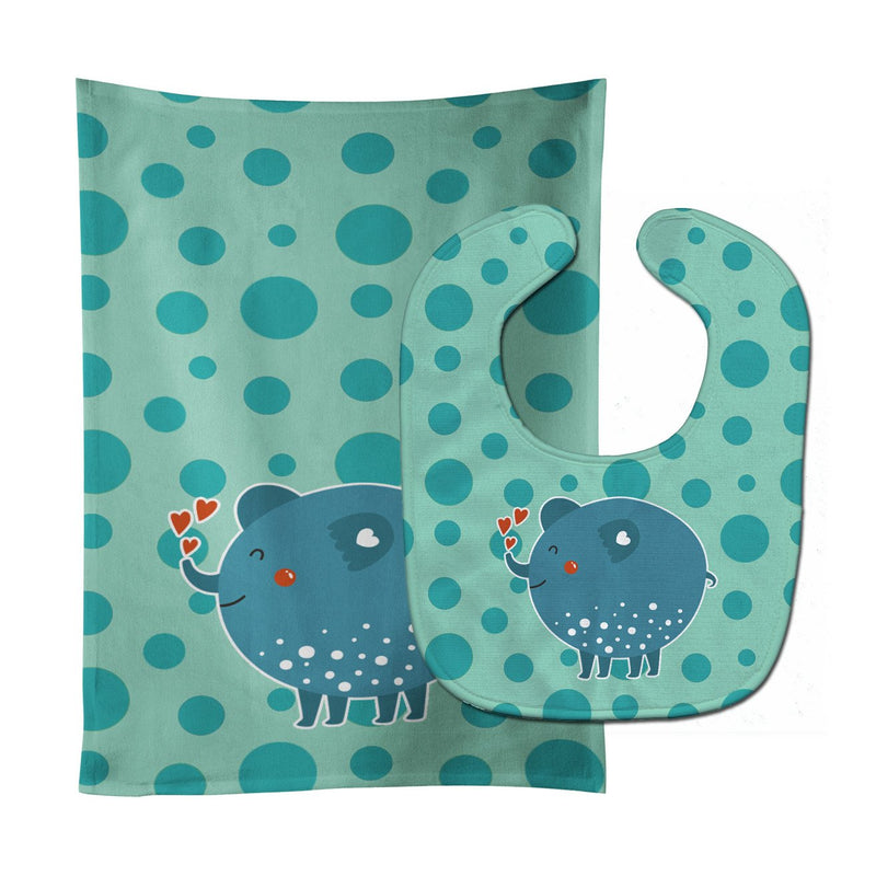 Blue Elephant Baby Bib & Burp Cloth BB6733STBU