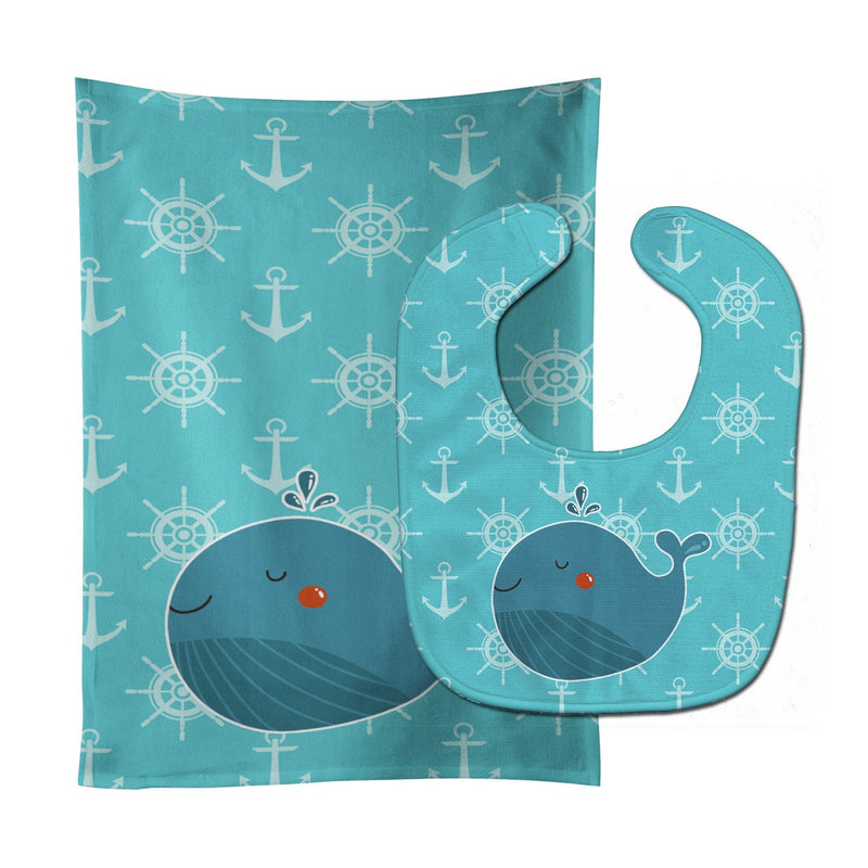 Blue Whale Baby Bib & Burp Cloth BB6734STBU