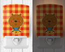 Honey Bear Ceramic Night Light Compact, UL-Certified, Ideal for Bedroom, Bathroom, Nursery, Hallway, Kitchen, 6x4x3, Multicolor