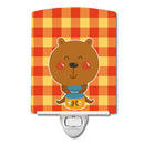 Honey Bear Ceramic Night Light Compact, UL-Certified, Ideal for Bedroom, Bathroom, Nursery, Hallway, Kitchen, 6x4x3, Multicolor
