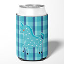 Unicorn in Plaid Can or Bottle Hugger Cooler Sleeve for Standard 12 oz Cans, Insulated Foam Beer & Soda Can Hugger Reusable