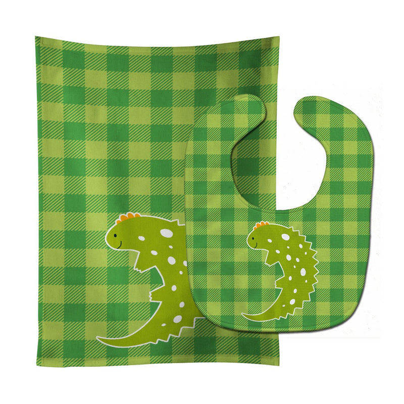 Lizard on Plaid Baby Bib & Burp Cloth BB6748STBU