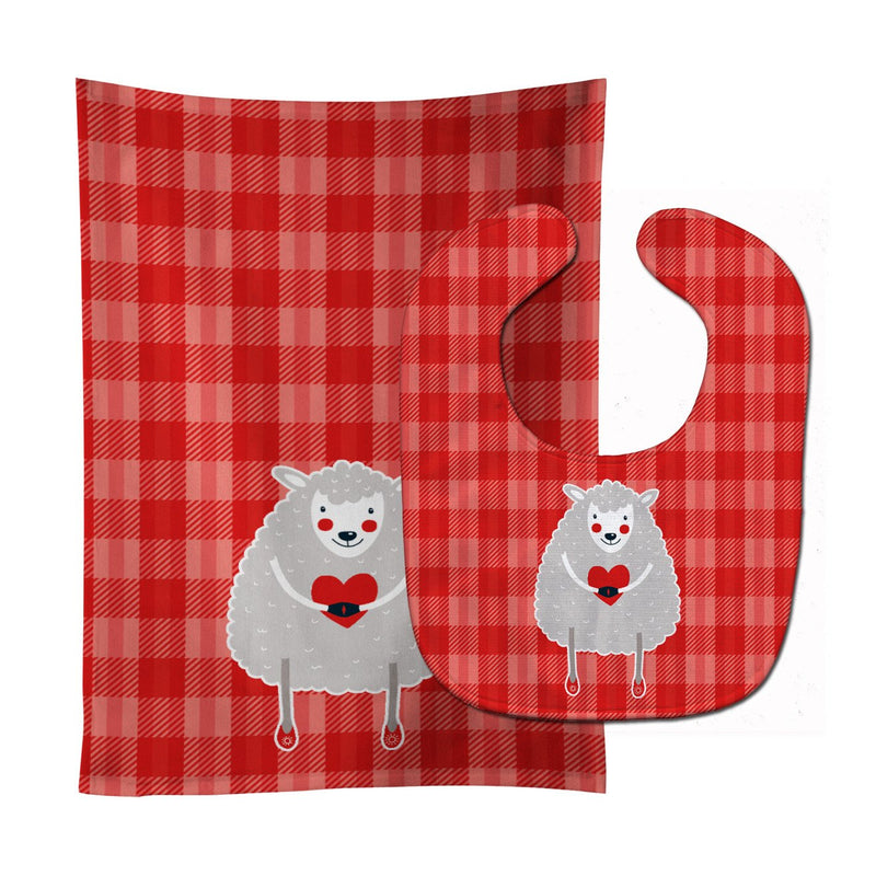 Lamb Love Baby Bib & Burp Cloth BB6762STBU