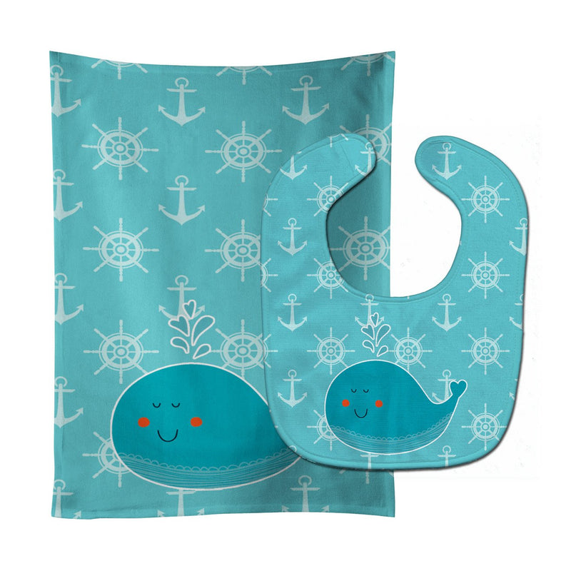 Whale with Anchors Baby Bib & Burp Cloth BB6765STBU