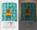 Celebration Bear Ceramic Night Light Compact, UL-Certified, Ideal for Bedroom, Bathroom, Nursery, Hallway, Kitchen, 6x4x3, Multicolor