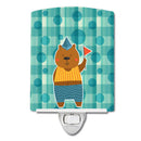 Celebration Bear Ceramic Night Light Compact, UL-Certified, Ideal for Bedroom, Bathroom, Nursery, Hallway, Kitchen, 6x4x3, Multicolor