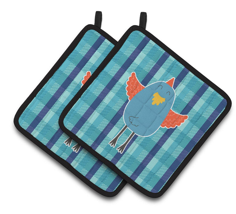 Blue Chicken Pair of Pot Holders BB6782PTHD