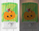 Pumpkin Fall Ceramic Night Light Compact, UL-Certified, Ideal for Bedroom, Bathroom, Nursery, Hallway, Kitchen, 6x4x3, Multicolor