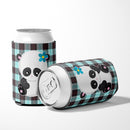 Panda on Plaid Can or Bottle Hugger Cooler Sleeve for Standard 12 oz Cans, Insulated Foam Beer & Soda Can Hugger Reusable