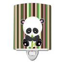 Bamboo Flute Panda Ceramic Night Light Compact, UL-Certified, Ideal for Bedroom, Bathroom, Nursery, Hallway, Kitchen, 6x4x3, Multicolor