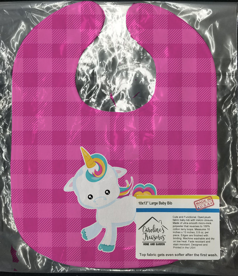 Pink Plaid Unicorn Baby Bib BB6807BIB