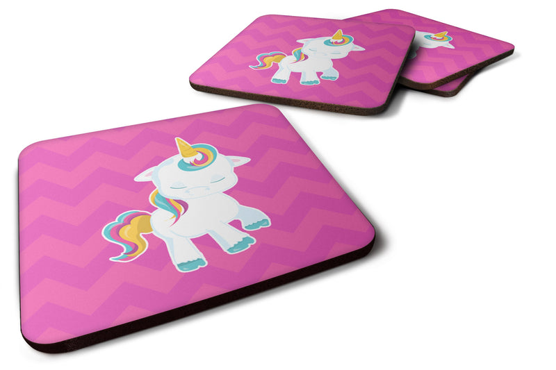 Pink Chevron Unicorn Foam Coaster Set of 4 BB6809FC