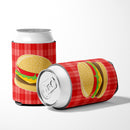Hamburger Plaid Can or Bottle Hugger Cooler Sleeve for Standard 12 oz Cans, Insulated Foam Beer & Soda Can Hugger Reusable