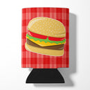 Hamburger Plaid Can or Bottle Hugger Cooler Sleeve for Standard 12 oz Cans, Insulated Foam Beer & Soda Can Hugger Reusable