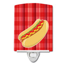 Hot Dog Plaid Ceramic Night Light Compact, UL-Certified, Ideal for Bedroom, Bathroom, Nursery, Hallway, Kitchen, 6x4x3, Multicolor