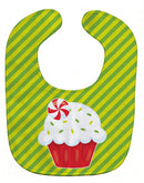 Christmas Pepermint Cupcake Baby Bib Easy-Clean Baby Bib Baby Feeding Accessory Baby Mealtime Essential, 10 x 13, Multicolor