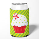 Christmas Pepermint Cupcake Can or Bottle Hugger Cooler Sleeve for Standard 12 oz Cans, Insulated Foam Beer & Soda Can Hugger Reusable
