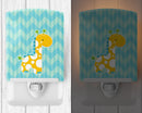 Boy Giraffe Ceramic Night Light Compact, UL-Certified, Ideal for Bedroom, Bathroom, Nursery, Hallway, Kitchen, 6x4x3, Multicolor