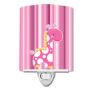 Girl Giraffe Ceramic Night Light Compact, UL-Certified, Ideal for Bedroom, Bathroom, Nursery, Hallway, Kitchen, 6x4x3, Multicolor