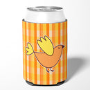 Bird on Orange Plaid Can or Bottle Hugger Cooler Sleeve for Standard 12 oz Cans, Insulated Foam Beer & Soda Can Hugger Reusable