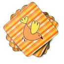 Bird on Orange Plaid Foam Coasters Set of 4 Cup Coasters for Indoor Outdoor, Tabletop Protection, Anti Slip, Mouse pad Material