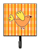 Bird on Orange Plaid Leash or Key Holder Wall Hooks, Key Hooks Holder, Coat Rack Wall Mount, Coat Hooks, Hooks for Hanging Keys, Towels, Aprons, Leashes