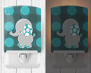 Polkadot Grey Elephant Ceramic Night Light Compact, UL-Certified, Ideal for Bedroom, Bathroom, Nursery, Hallway, Kitchen, 6x4x3, Multicolor