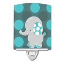 Polkadot Grey Elephant Ceramic Night Light Compact, UL-Certified, Ideal for Bedroom, Bathroom, Nursery, Hallway, Kitchen, 6x4x3, Multicolor