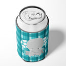 Plaid Elephant Can or Bottle Hugger Cooler Sleeve for Standard 12 oz Cans, Insulated Foam Beer & Soda Can Hugger Reusable