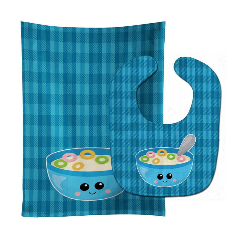 Blue bowl of Cereal Baby Bib & Burp Cloth BB6845STBU