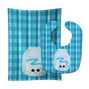 Blue Plaid and Milk Baby Bib & Burp Cloth BB6846STBU