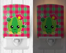 Cactus Peace Out Ceramic Night Light Compact, UL-Certified, Ideal for Bedroom, Bathroom, Nursery, Hallway, Kitchen, 6x4x3, Multicolor