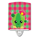 Cactus Peace Out Ceramic Night Light Compact, UL-Certified, Ideal for Bedroom, Bathroom, Nursery, Hallway, Kitchen, 6x4x3, Multicolor