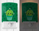 Cactus Polkadots Ceramic Night Light Compact, UL-Certified, Ideal for Bedroom, Bathroom, Nursery, Hallway, Kitchen, 6x4x3, Multicolor