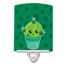 Cactus Polkadots Ceramic Night Light Compact, UL-Certified, Ideal for Bedroom, Bathroom, Nursery, Hallway, Kitchen, 6x4x3, Multicolor