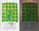 Cactus Striped Plaid Ceramic Night Light Compact, UL-Certified, Ideal for Bedroom, Bathroom, Nursery, Hallway, Kitchen, 6x4x3, Multicolor
