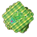 Cactus Striped Plaid Foam Coasters Set of 4 Cup Coasters for Indoor Outdoor, Tabletop Protection, Anti Slip, Mouse pad Material
