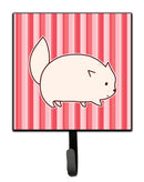 Cat Pink Stripes Leash or Key Holder Wall Hooks, Key Hooks Holder, Coat Rack Wall Mount, Coat Hooks, Hooks for Hanging Keys, Towels, Aprons, Leashes