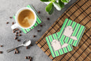 Cat Green Stripes Foam Coasters Set of 4 Cup Coasters for Indoor Outdoor, Tabletop Protection, Anti Slip, Mouse pad Material