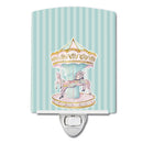Carousel Ceramic Night Light Compact, UL-Certified, Ideal for Bedroom, Bathroom, Nursery, Hallway, Kitchen, 6x4x3, Multicolor