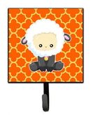 Sheep on Orange Quatrafoil Leash or Key Holder Wall Hooks, Key Hooks Holder, Coat Rack Wall Mount, Coat Hooks, Hooks for Hanging Keys, Towels, Aprons, Leashes