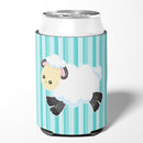 Sheep on Blue Stripes Can or Bottle Hugger Cooler Sleeve for Standard 12 oz Cans, Insulated Foam Beer & Soda Can Hugger Reusable