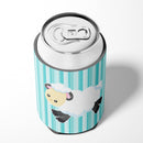 Sheep on Blue Stripes Can or Bottle Hugger Cooler Sleeve for Standard 12 oz Cans, Insulated Foam Beer & Soda Can Hugger Reusable