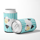 Sheep on Blue Stripes Can or Bottle Hugger Cooler Sleeve for Standard 12 oz Cans, Insulated Foam Beer & Soda Can Hugger Reusable
