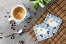 Sheep on Blue Gingham Foam Coasters Set of 4 Cup Coasters for Indoor Outdoor, Tabletop Protection, Anti Slip, Mouse pad Material