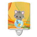 Kitten in the Fish Bowl Ceramic Night Light Compact, UL-Certified, Ideal for Bedroom, Bathroom, Nursery, Hallway, Kitchen, 6x4x3, Multicolor