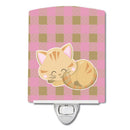 Kitten Sleeping Ceramic Night Light Compact, UL-Certified, Ideal for Bedroom, Bathroom, Nursery, Hallway, Kitchen, 6x4x3, Multicolor